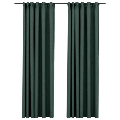 vidaXL Naktinės užuolaidos su kabliukais, 2vnt., žalios, 140x225cm