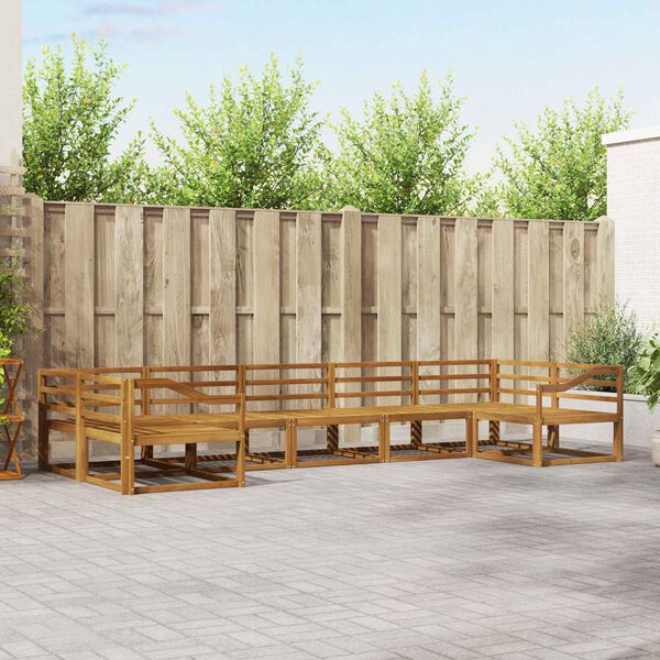 vidaXL Lauko sofos komplektas 7 pcs Natūrali Kietos akacijos mediena