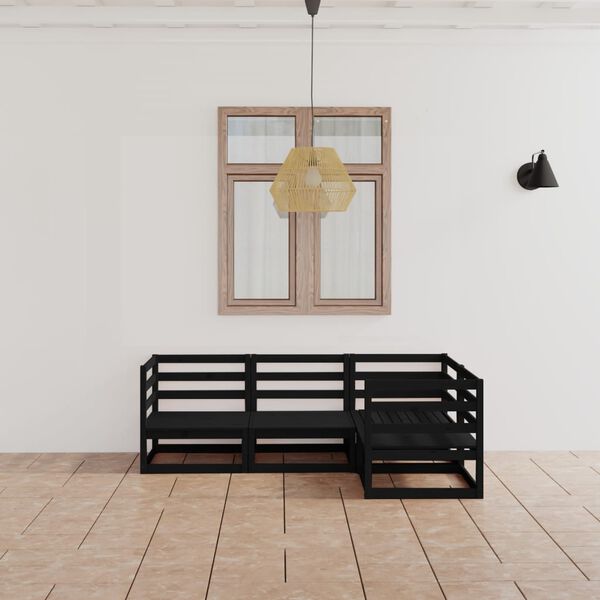 vidaXL Sodo poilsio baldų komplektas, 4 dalių, juodas, pu&scaron;ies masyvas