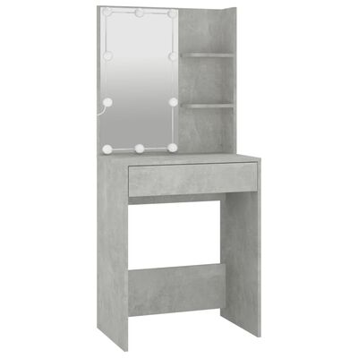 vidaXL Kosmetinio staliuko komplektas su LED, betono pilkas, mediena