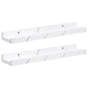 vidaXL Sieninė lentyna su lentyna 2 pcs Balti marmuro 40 x 9 x 3 cm