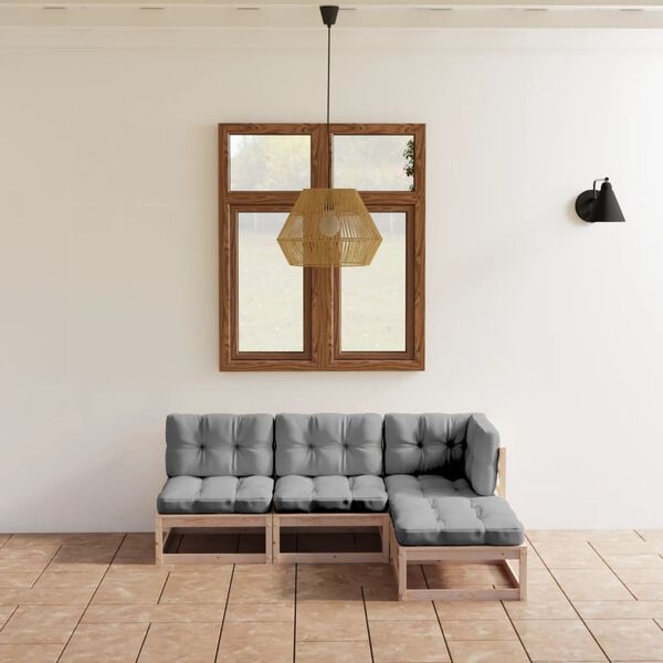 vidaXL Sodo komplektas su pagalvėlėmis, 4 dalių, pušies masyvas