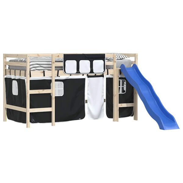 vidaXL Užuolaidos auk&scaron;tai lovai, baltos ir juodos spalvos, poliesteris