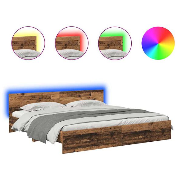 vidaXL Lovos rėmas Senovinis medis 200 x 200 cm Apdirbta mediena