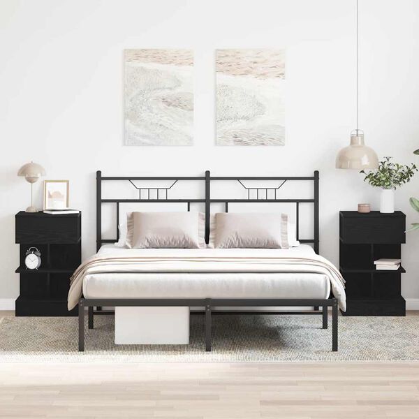 vidaXL Šalia lovos spintelė 2 pcs Juodas ąžuolas 40 x 35 x 65 cm