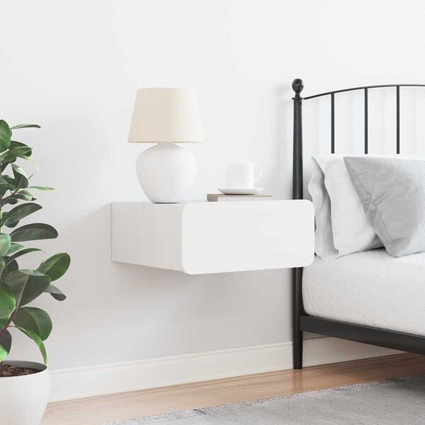 vidaXL Naktinis staliukas Balta 39 x 34 x 16,5 cm Pušies masyvas