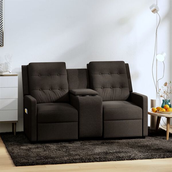 vidaXL Dvivietis atlošiamas masažinis krėslas, rudas