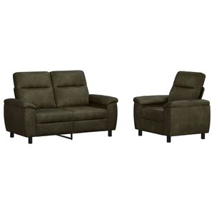 vidaXL Sofos komplektas 2 pcs Armijos Žalia Dirbtinė suedė oda