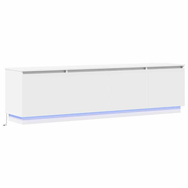 vidaXL Televizoriaus staliukas su LED Balta 180 x 38 x 49 cm