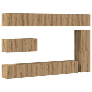 vidaXL 7 dalių sieninis televizoriaus spintelės komplektas Artisan Oak