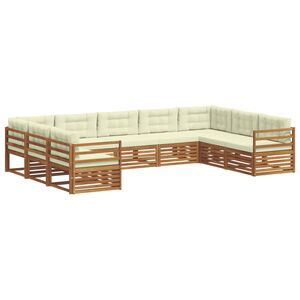 vidaXL Sofų komplektai su pagalve 9 pcs Natūralus ir grietinėlė
