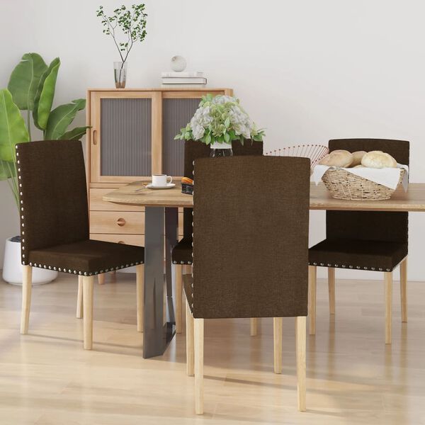 vidaXL Valgomojo kėdės, 4vnt., rudos spalvos, audinys