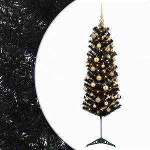 vidaXL Dirbtinė siaura kalėdinė eglutė su žaisliuku 120 cm 150 LED
