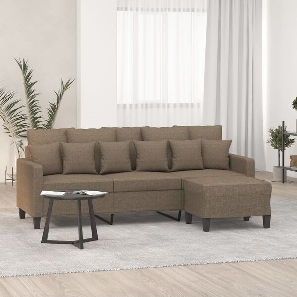 vidaXL Trivietė sofa su pakoja, taupe spalvos, 180cm, audinys