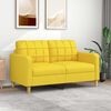 vidaXL Dvivietė sofa, šviesiai geltonos spalvos, 140cm, audinys