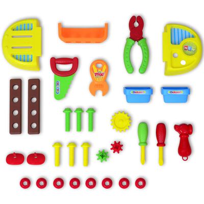 Vaikiškas Žaislinis Darbastalis su Įrankiais, Mėlynas + Geltonas