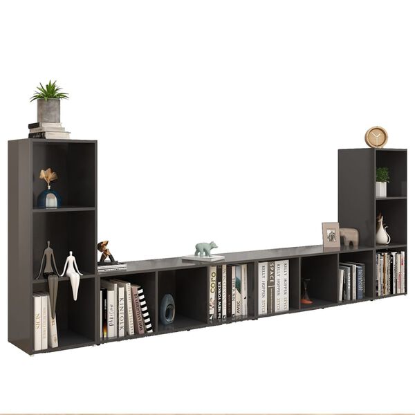 vidaXL Televizoriaus spintelės, 4vnt., pilkos, 107x35x37cm, MDP