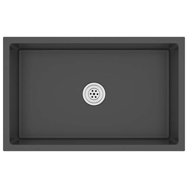 vidaXL Virtuvės plautuvė, juoda, rankų darbo, nerūdijantis plienas