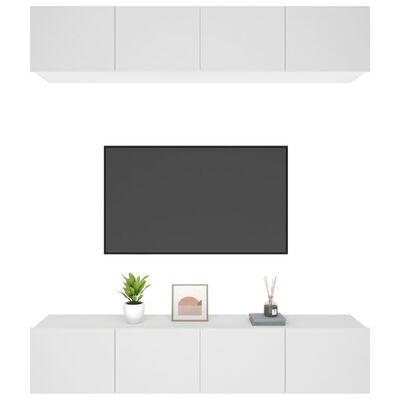 vidaXL Televizoriaus spintelės, 4vnt., baltos, 80x30x30cm, mediena