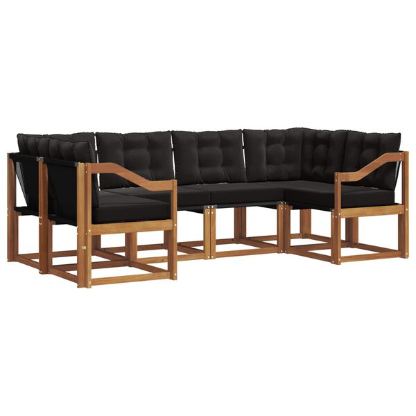 vidaXL Lauko sofos komplektas su pagalve 6 pcs Natūrali ir juoda