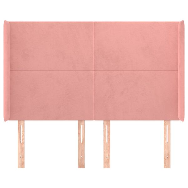 vidaXL Galvūgalis su auselėmis, rožinis, 147x16x118/128cm, aksomas