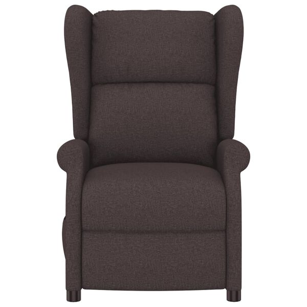 vidaXL Elektrinis atlo&scaron;iamas krėslas, tamsiai rudos spalvos, audinys