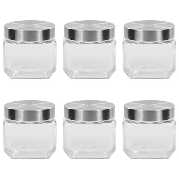 vidaXL Indai su sidabrinės spalvos dangteliais, 6vnt., 800ml