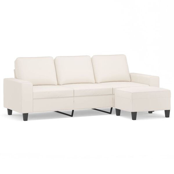 vidaXL Trivietė sofa su pakoja, smėlio, 180cm, mikropluo&scaron;to audinys