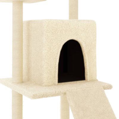 vidaXL Draskyklė katėms su stovais iš sizalio, kreminės spalvos, 110cm