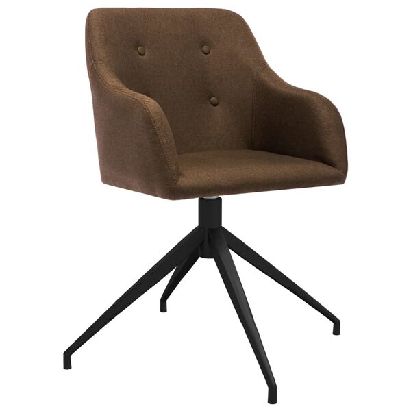 vidaXL Pasukamos valgomojo kėdės, 2vnt., rudos spalvos, audinys