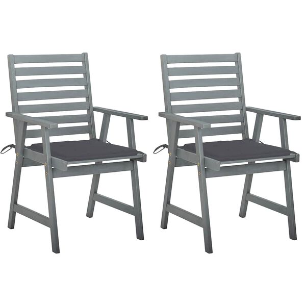 vidaXL Lauko valgomojo kėdės su pagalvėlėmis, 2vnt., akacijos masyvas