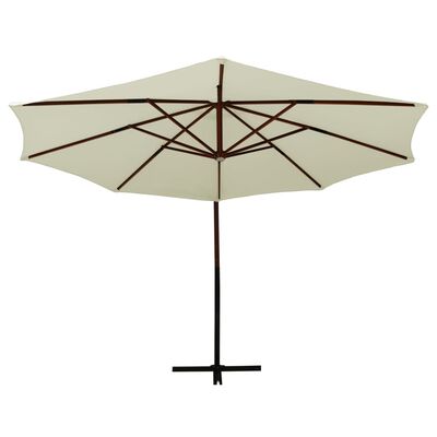 vidaXL Pakabinamas skėtis su mediniu stulpu, taupe spalvos, 350cm