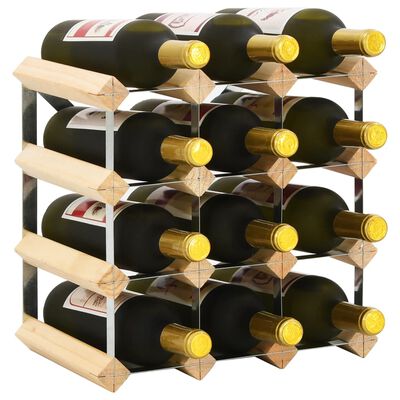 vidaXL Stovas vynui skirtas 12 butelių, pušies medienos masyvas