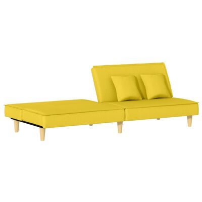 vidaXL Dvivietė sofa-lova, šviesiai geltonos spalvos, audinys