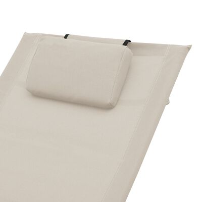 vidaXL Saulės gultas su pagalve, kreminės spalvos, tekstilenas