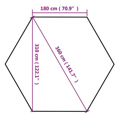 vidaXL Šešiakampė išskleidžiama palapinė su sienomis, taupe, 3,6x3,1m