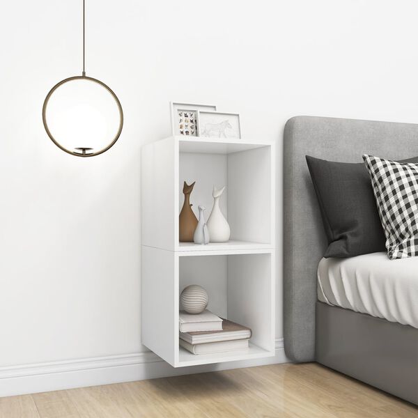 vidaXL Sieninės spintelės, 2vnt., baltos spalvos, 37x37x37cm, mediena