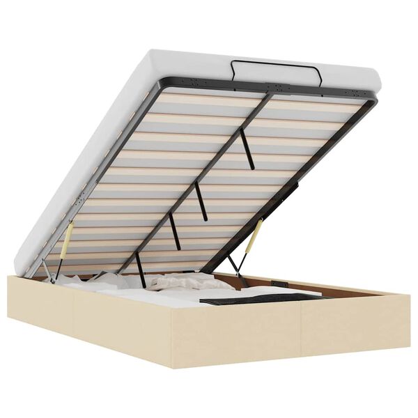 vidaXL Osmanų lovos rėmas be čiužinio, kreminis, 120x190cm, audinys