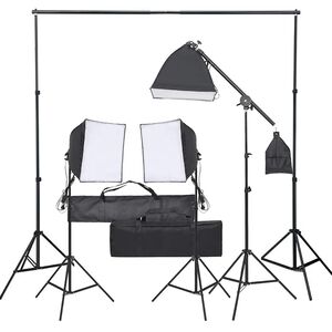 vidaXL Fotostudijos rinkinys su ap&scaron;vietimo rinkiniu