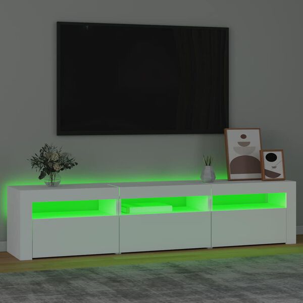 vidaXL Televizoriaus spintelė su LED apšvietimu, balta, 180x35x40cm