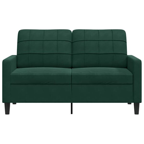 vidaXL Dvivietė sofa, tamsiai žalios spalvos, 120cm, aksomas