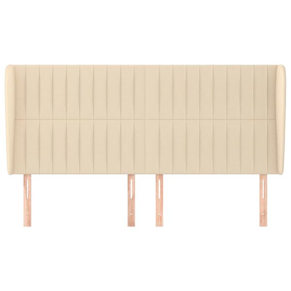 vidaXL Galvūgalis su auselėmis, kreminis, 203x23x118/128cm, audinys