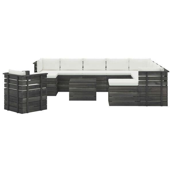 vidaXL Sodo komplektas i&scaron; palečių su pagalvėlėmis, 12 dalių, pu&scaron;is