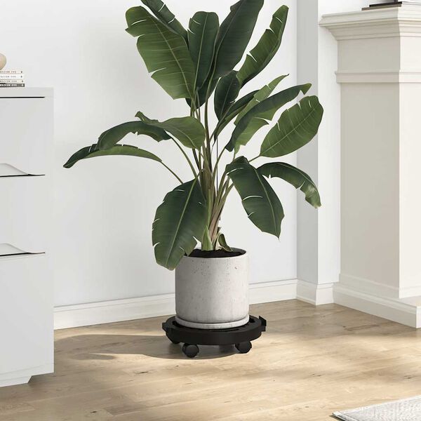 vidaXL Augalų padėklai su ratukais, 5vnt., juodi, 30cm, 170kg