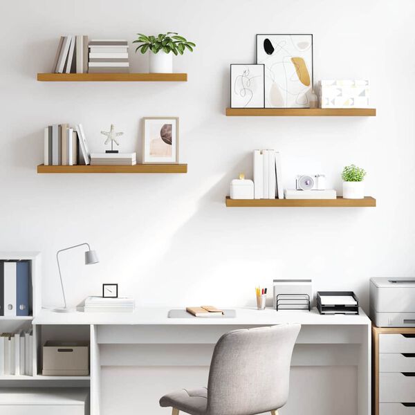 vidaXL Sieninė lentyna 4 pcs Smėlio 90 x 23,5 x 4 cm Apdirbta mediena