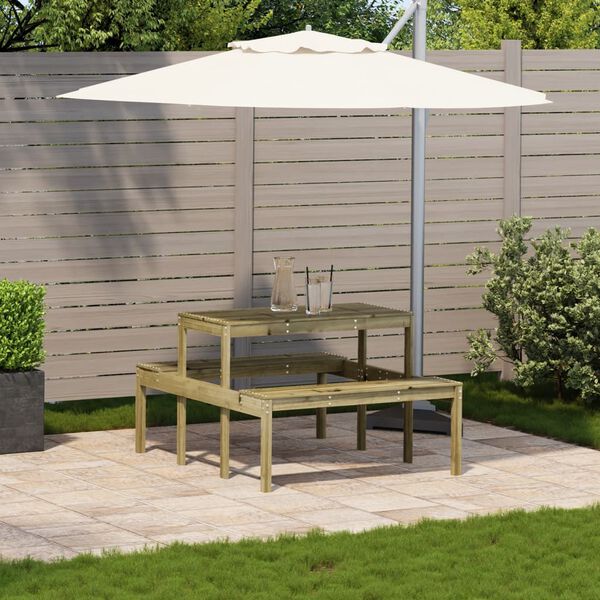 vidaXL Iškylų stalas, 110x134x75cm, impregnuota pušies mediena