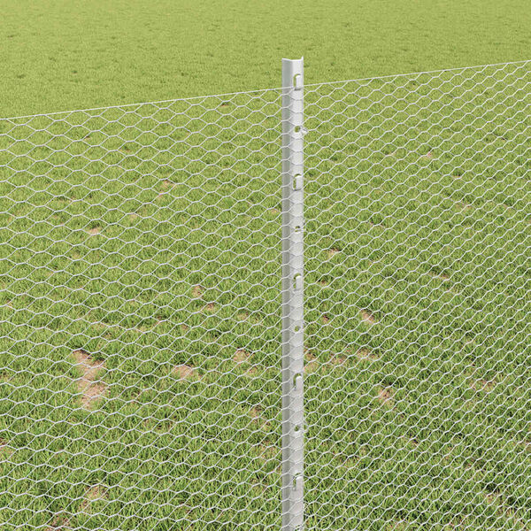 vidaXL Tvora su stulpais Sidabro 1 x 100 m Plienas