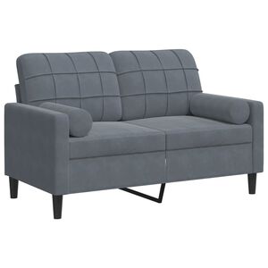 vidaXL Dvivietė sofa su pagalvėlėmis, tamsiai pilka, 120cm, aksomas