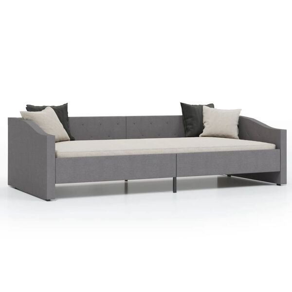 vidaXL Lova su USB i&scaron;vestimi, &scaron;viesiai pilka, 90x200cm, audinys