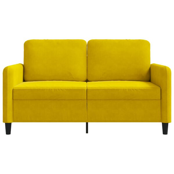 vidaXL Dvivietė sofa, geltonos spalvos, 120cm, aksomas